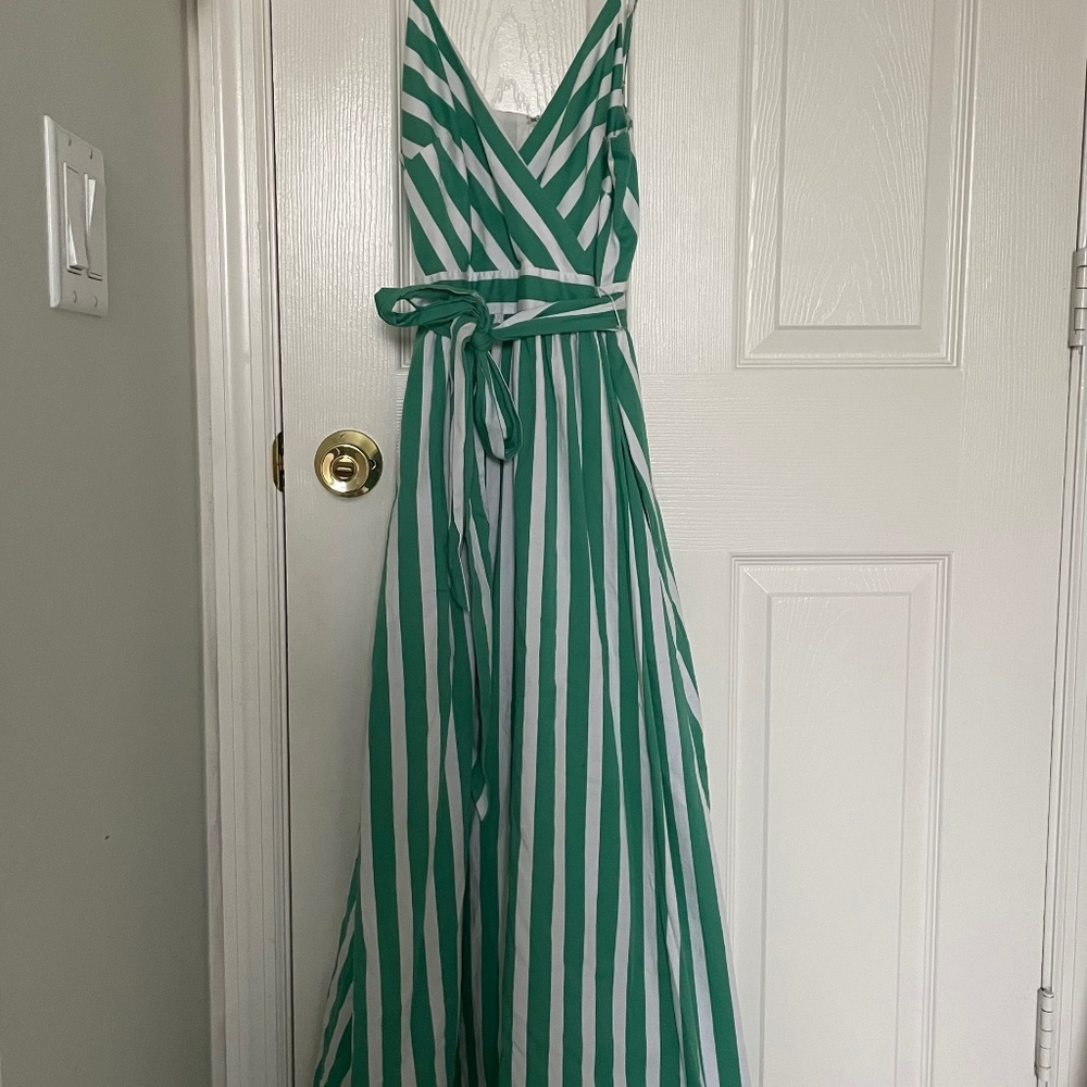 Gianni bini midi striped sleeveless dress with pockets